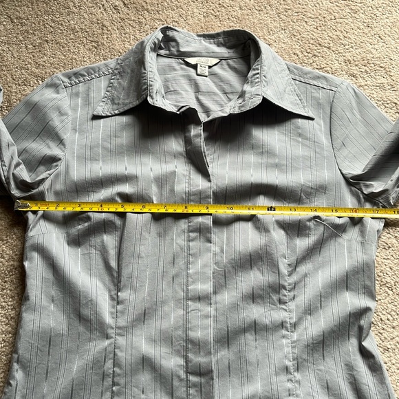 Jacob Connexion Grey/Silver Striped Fitted Button Down Collared Blouse - Picture 8 of 11